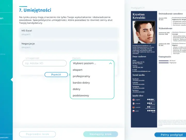 Dodaj umiejętności do CV, np. MS Excel na poziomie eksperta, by podkreślić swoje kompetencje.