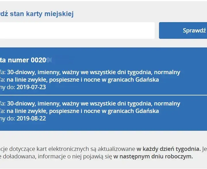 Karta miejska Gdańsk - jak online sprawdzić ważność biletu?