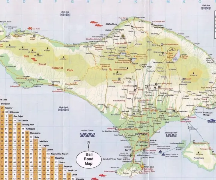 Najlepsza mapa Bali ze wszystkimi atrakcjami turystycznymi - Zaplanuj pobyt