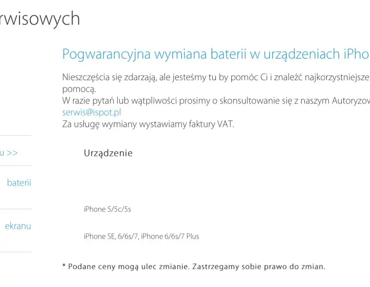 Wymiana baterii w iSpot - Ile kosztuje i jak długo trwa naprawa?