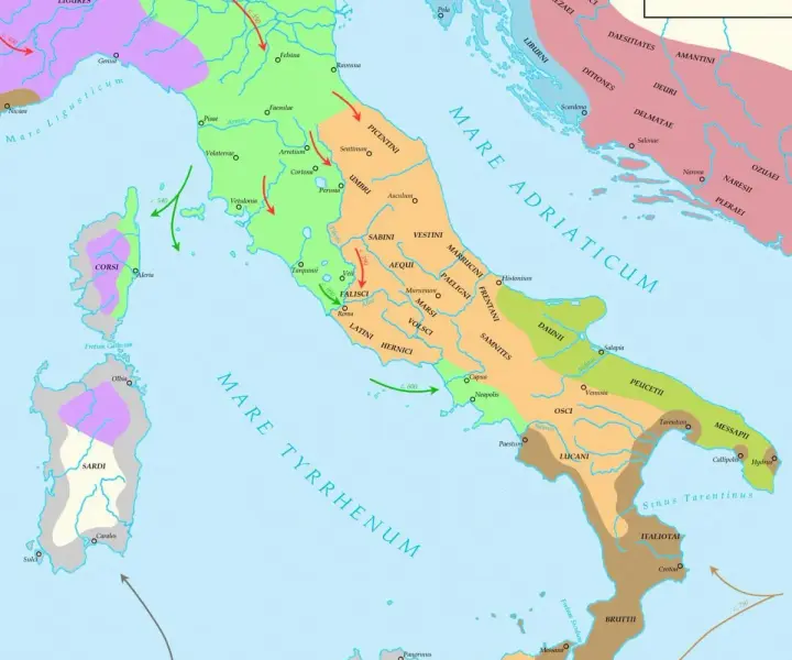 Starożytna Italia mapa: regiony, plemiona i geografia antyczna