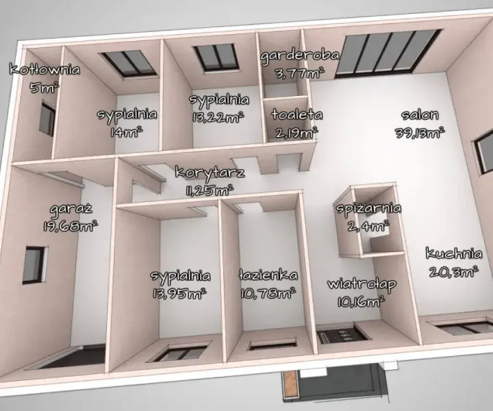 Dom parterowy 2 pokoje i salon: kompaktowy projekt dla rodziny