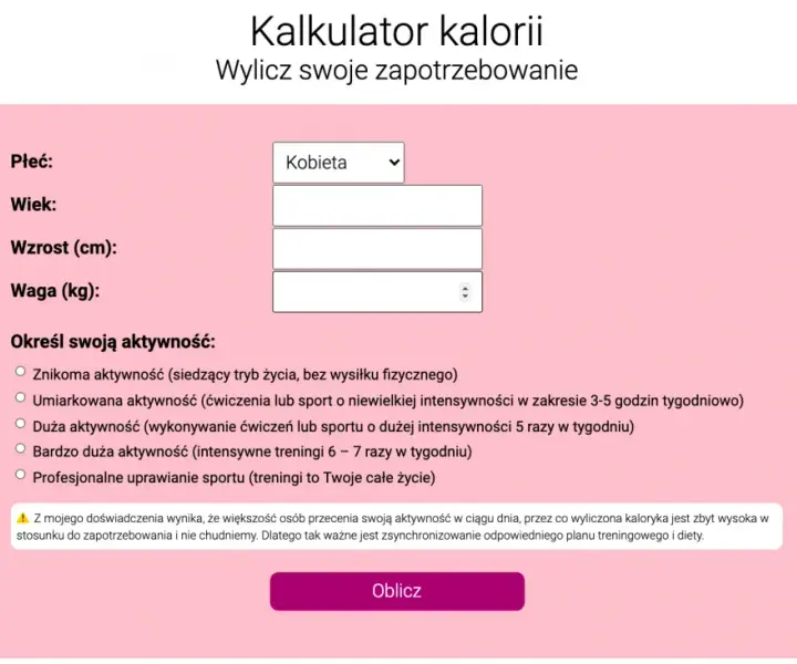 Kalkulator PAL: Oblicz swoje dzienne zapotrzebowanie kaloryczne