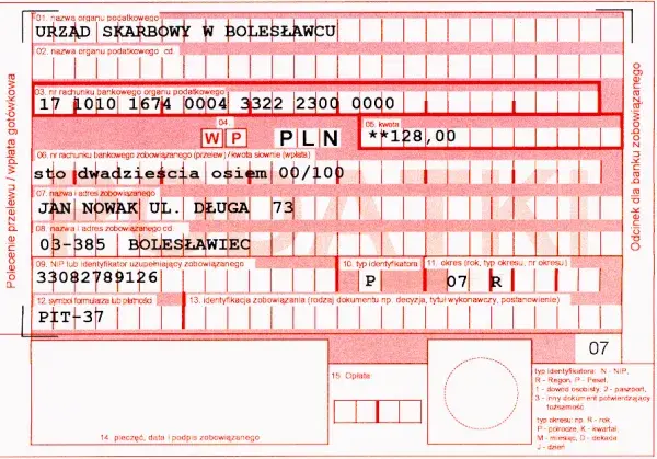 Jak prawidłowo wypełnić druk przelewu podatku do urzędu skarbowego