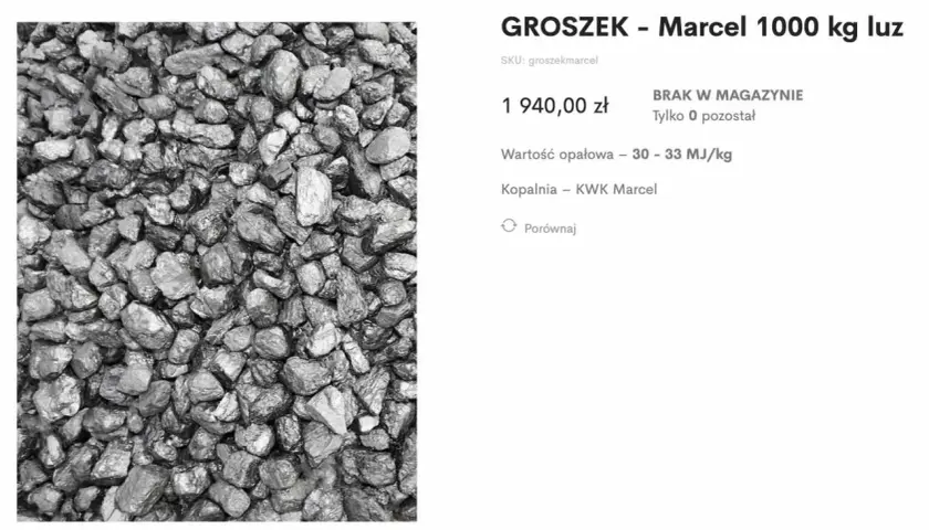 Groszek orzech Marcel, węgiel o wysokiej wartości opałowej, idealny do ogrzewania.