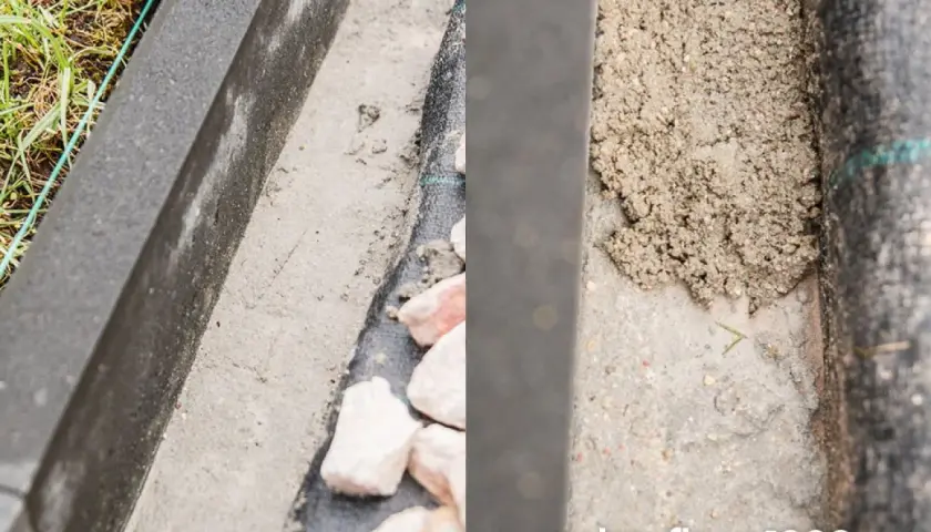 Porównanie: jaki beton pod obrzeża. Z lewej strony beton B30, z prawej weber.floor 1000.