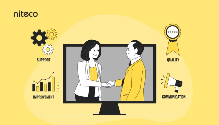 Niteco offers a one-stop shop for services, featuring support, improvement, quality, and communication.
