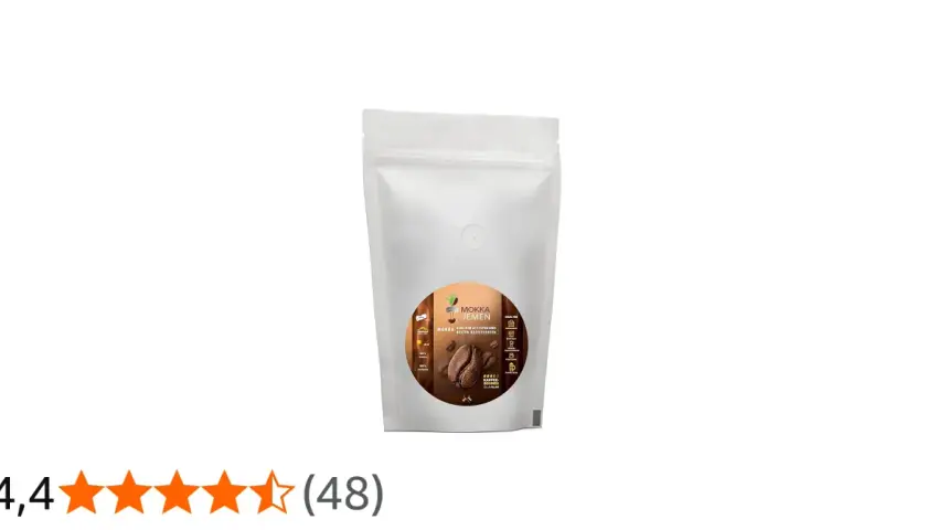 Weiße Packung mit Mokka Jemen Kaffee. Ideal, wenn Sie hochwertigen mokka kaffee kaufen möchten.