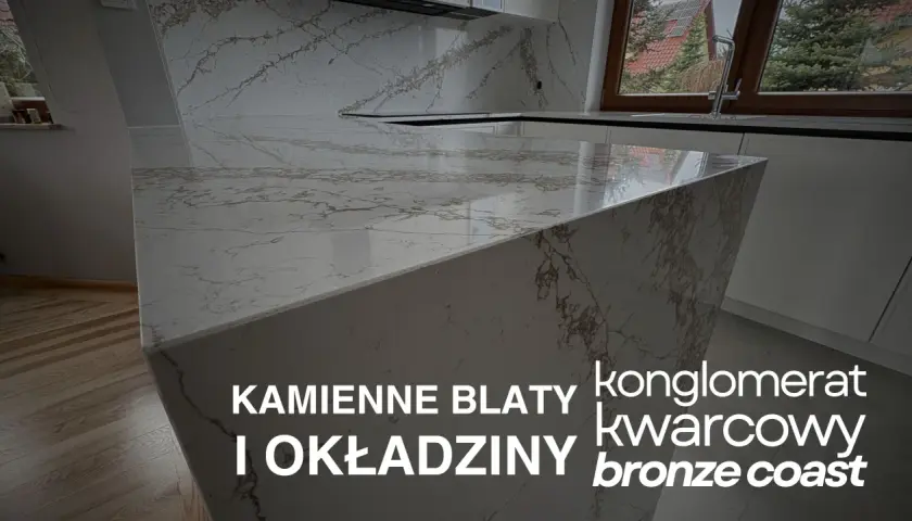 Kamienne blaty i okładziny z konglomeratu kwarcowego Cambria Bronze Coast.