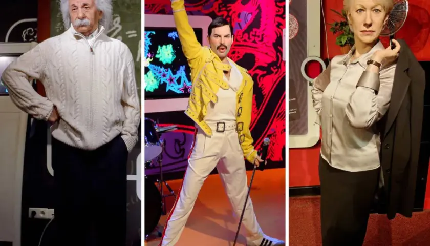 Figury woskowe we Władysławowie: Einstein, Freddie Mercury i Helen Mirren.