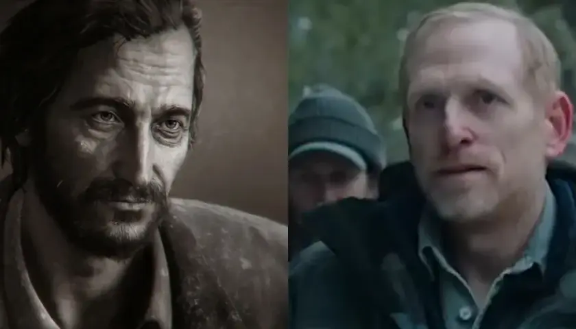 Porównanie postaci z gry i serialu. Po lewej grafika Joela, po prawej Pedro Pascal jako Joel. The last of us obsada.