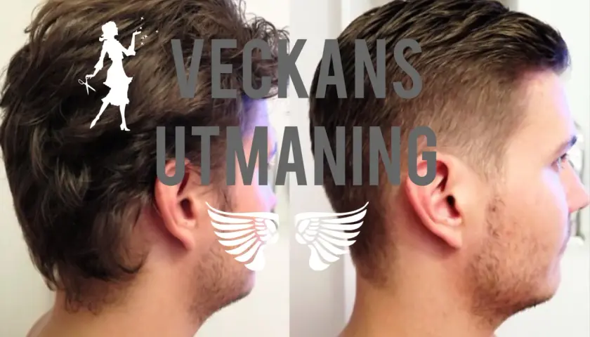 Före och efterbild på en man som fått klippa hår. En stilförändring som heter duga!