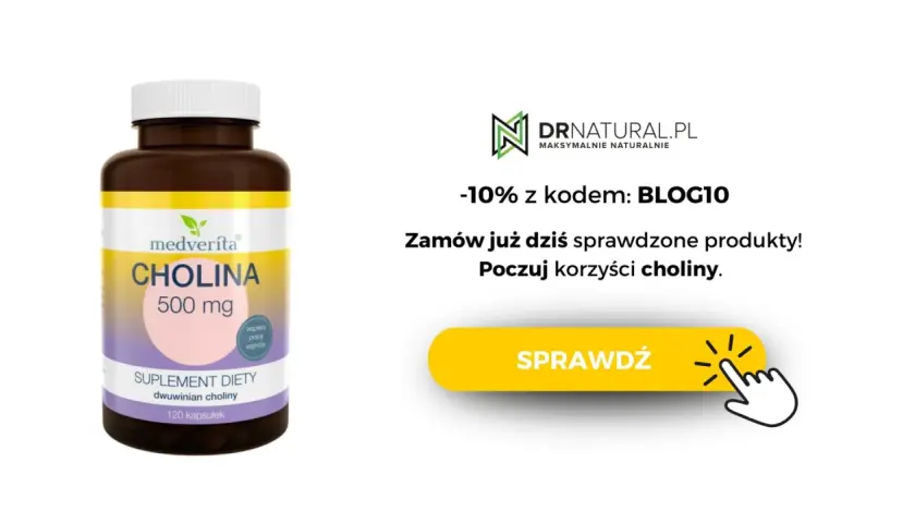 Suplement diety z choliną 500 mg. Dowiedz się, co to cholina i poczuj jej korzyści. -10% z kodem BLOG10.