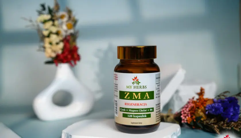 ZMA od My Herbs to suplement diety z cynkiem, magnezem i witaminą B6, wspierający regenerację.