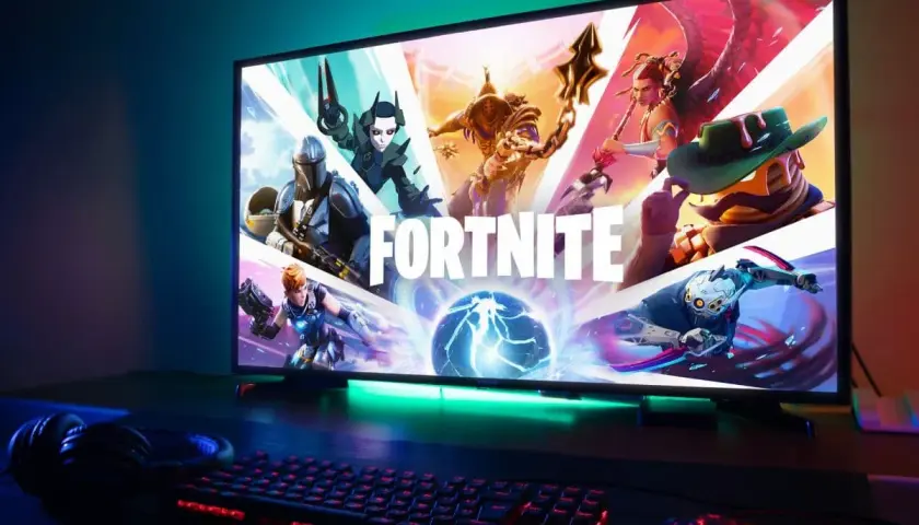 Ekran z logo Fortnite i postaciami. Czas na zmianę nicku Fortnite i rozpoczęcie nowej przygody!