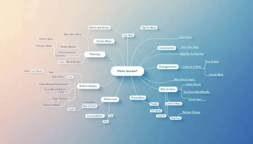 Mapa myśli z centralnym pytaniem "Planic lacnase?". Rozgałęzia się na wiele pojęć, tworząc swoistą monografię pomysłów.