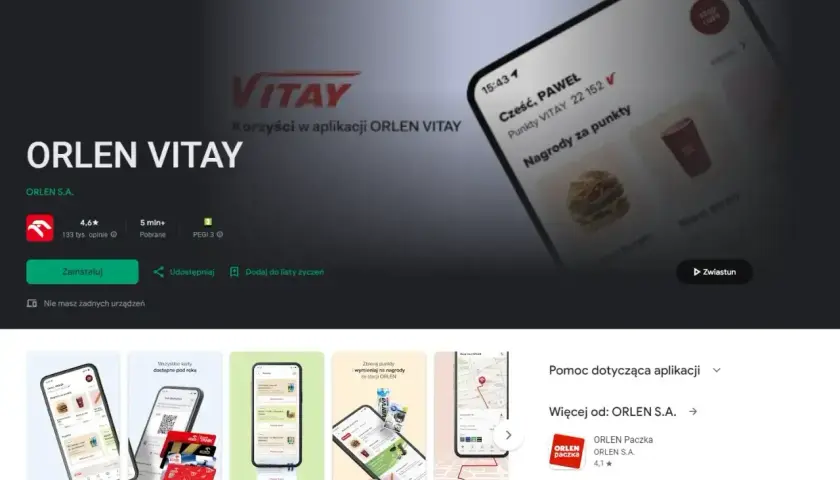 Aplikacja ORLEN VITAY umożliwia zbieranie punktów i wymianę ich na nagrody. To świetna akcja dla klientów stacji ORLEN.