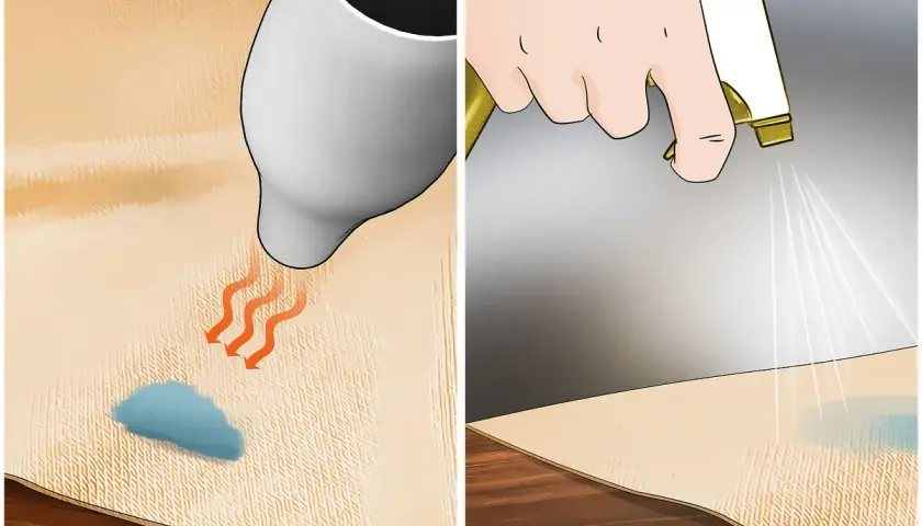 Chauffer une tache de silicone avec un sèche-cheveux, puis pulvériser pour savoir comment enlever du silicone sur un vêtement.