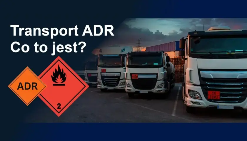 Ciężarówki z oznaczeniami ADR, symbolizujące transport materiałów niebezpiecznych. Dowiedz się, adr co to jest i jakie zasady obowiązują.