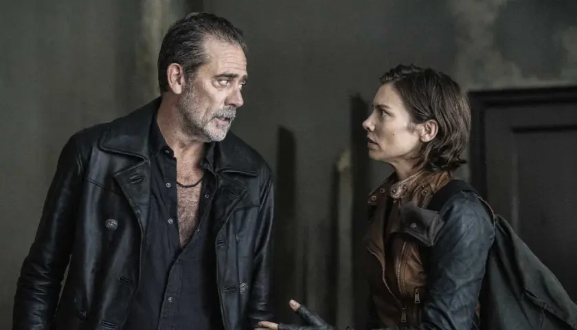 Negan i Maggie w napiętym dialogu, jakby z serialu The Walking Dead.