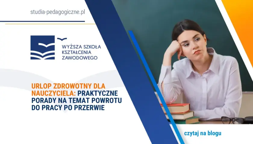 Zmęczona nauczycielka opiera głowę na ręce, siedząc przy biurku z książkami.