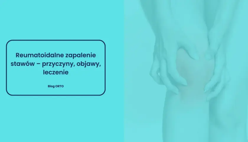 Dłonie uciskają kolano, sugerując ból związany z reumatoidalnym zapaleniem stawów.
