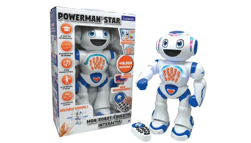 Interaktywny robot Powerman Star, zabawka roku, opowiada historie, tańczy i uczy. Sterowany pilotem lub gestami.
