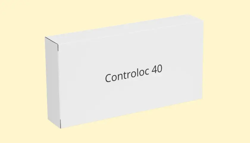 Białe pudełko z napisem Controloc 40 na jasnym, żółtym tle.