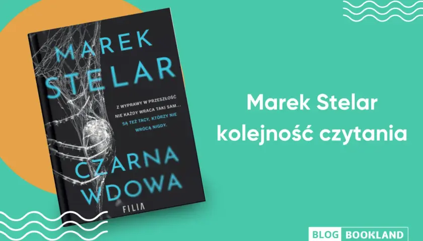 Okładka książki "Czarna wdowa" Marka Stelara. Na okładce pająk w sieci, sugerujący mroczną fabułę.