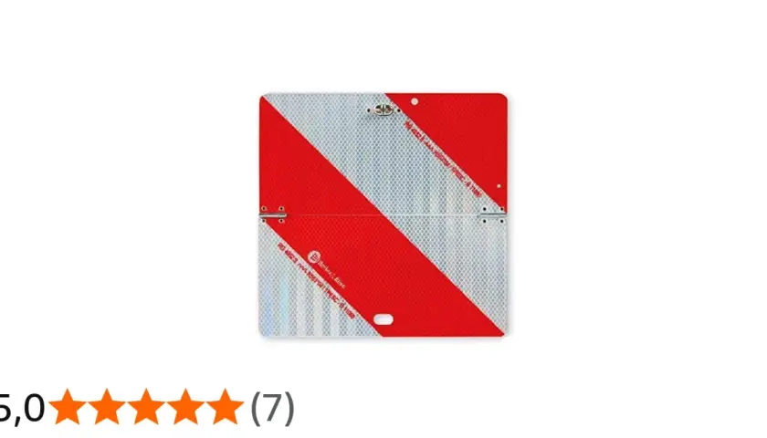 Gefaltete Parkwarntafel für Anhänger mit roten und weißen Diagonalstreifen, reflektierend.