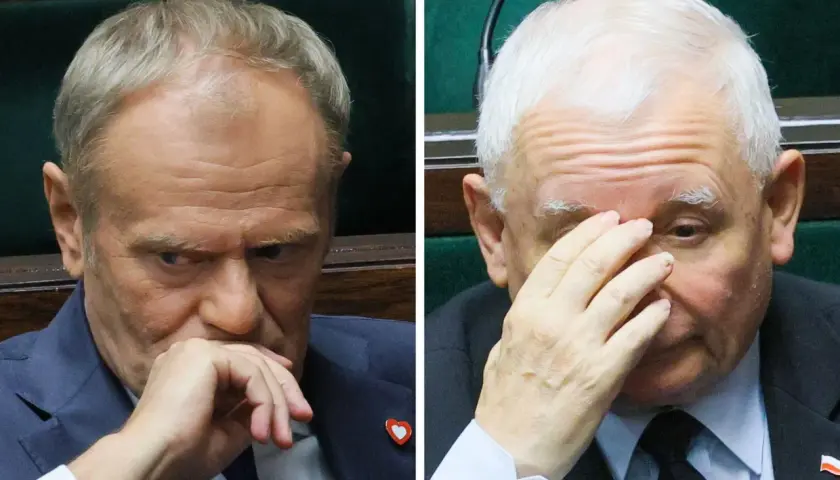 Dwaj politycy w Sejmie, jeden z serduszkiem, drugi zmartwiony. Kiedy skończą się rządy PiS?