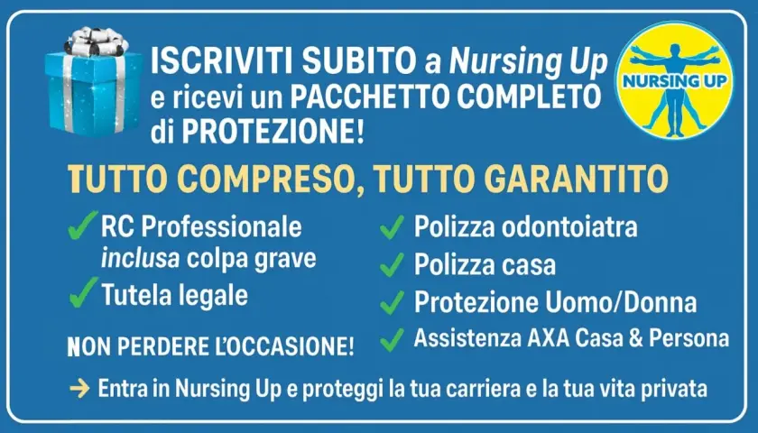 Nursing Up offre un pacchetto completo di protezione per infermieri, inclusa RC Professionale e assicurazione vita. Proteggi carriera e vita privata.