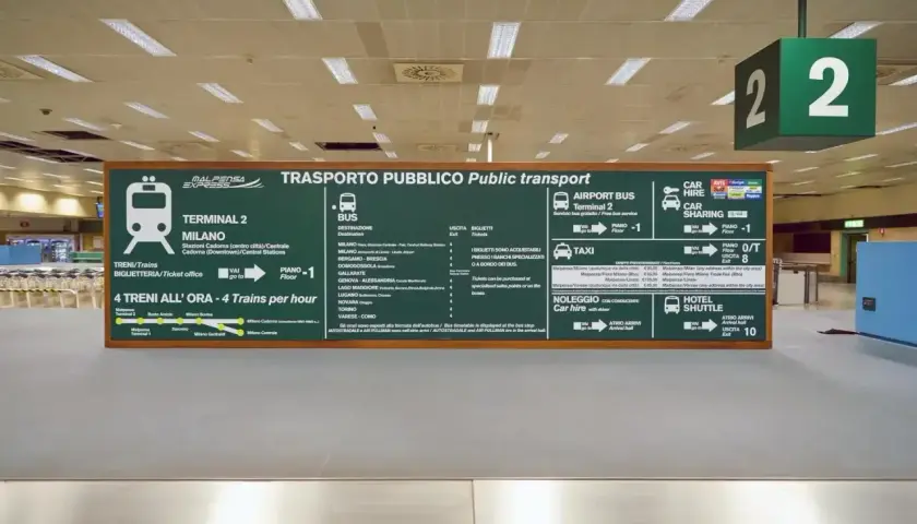 Informacje o transporcie publicznym na mediolan lotniska: pociągi, autobusy, taksówki, car sharing, hotel shuttle.
