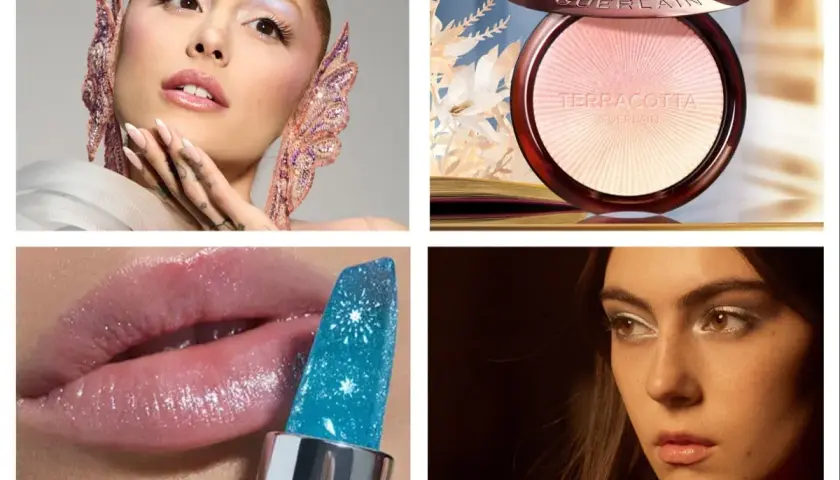 Ispirazione per un trucco natalizio semplice: occhi luminosi, labbra scintillanti e un tocco di bronzer Guerlain.