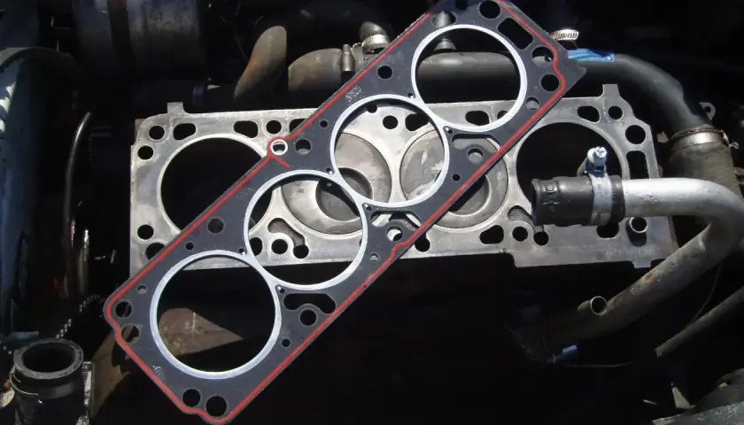 Junta de culata nueva sobre el motor. Reparar el motor es una inversión que merece la pena arreglar la junta de culata.