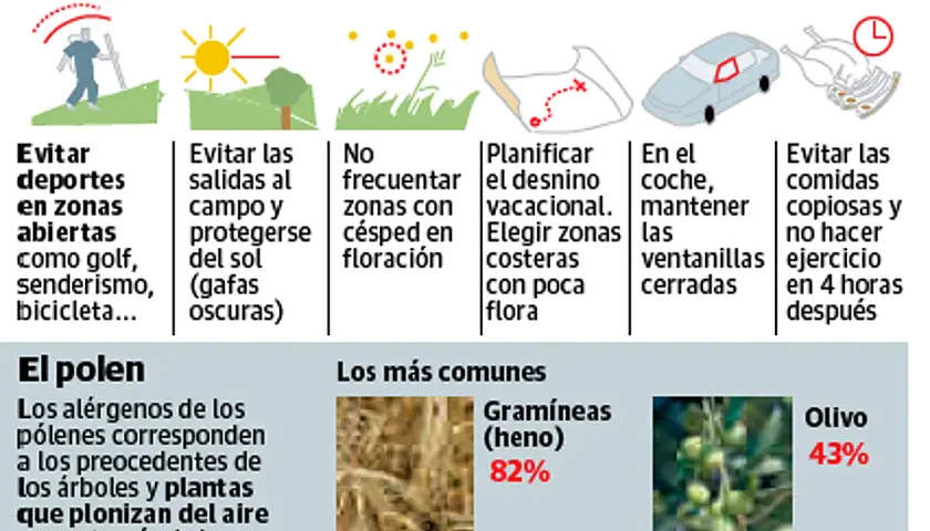 Prevención de alergias al polen de maleza: evita zonas verdes en floración, elige destinos costeros y mantén ventanas cerradas en el coche.