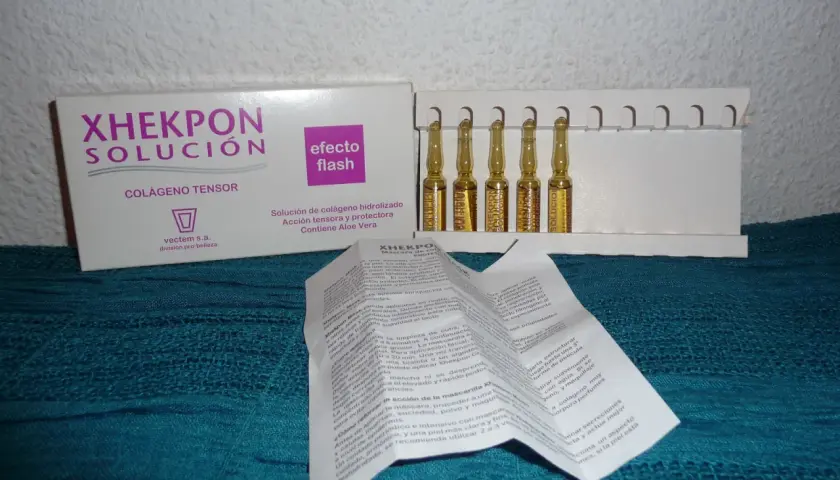 Xhekpon Solución con colágeno y Aloe Vera. Opinión dermatólogo: ideal para efecto flash, acción tensora y protectora.
