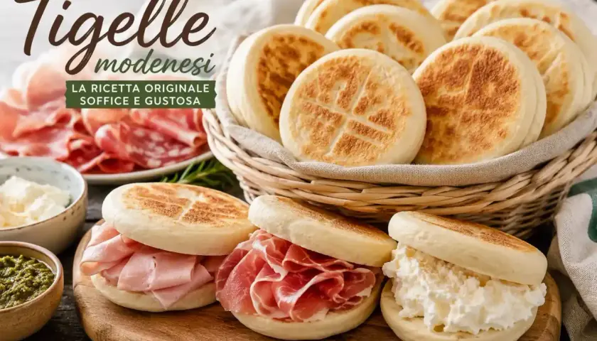 Tigelle modenesi, soffici e gustose, pronte per essere farcite. La ricetta originale per un piacere autentico.