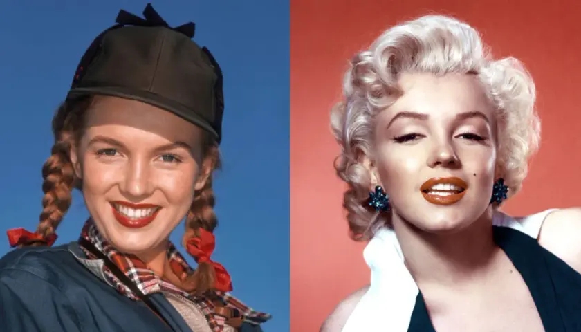 Marilyn Monroe przed operacjami: młoda Norma Jeane z warkoczami i ikona z burzą blond loków.