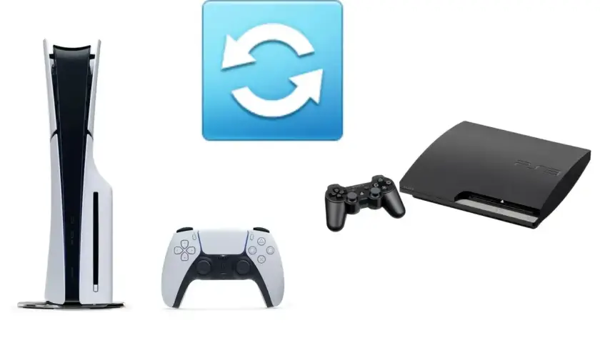 PS5 i PS3 z kontrolerami, symbol odświeżania. Czy gry z PS3 działają na PS5?