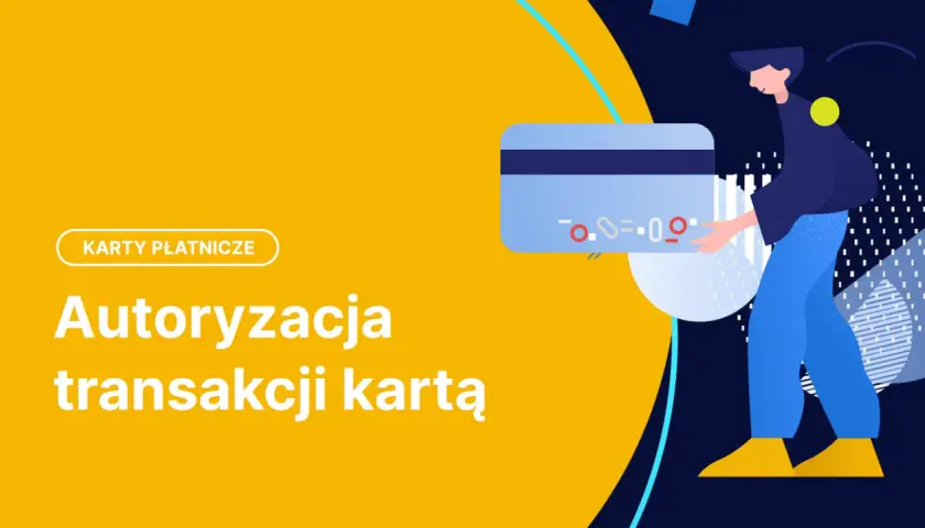 Ilustracja wyjaśniająca, czym jest autoryzacja przelewu kartą. Postać z kartą płatniczą.