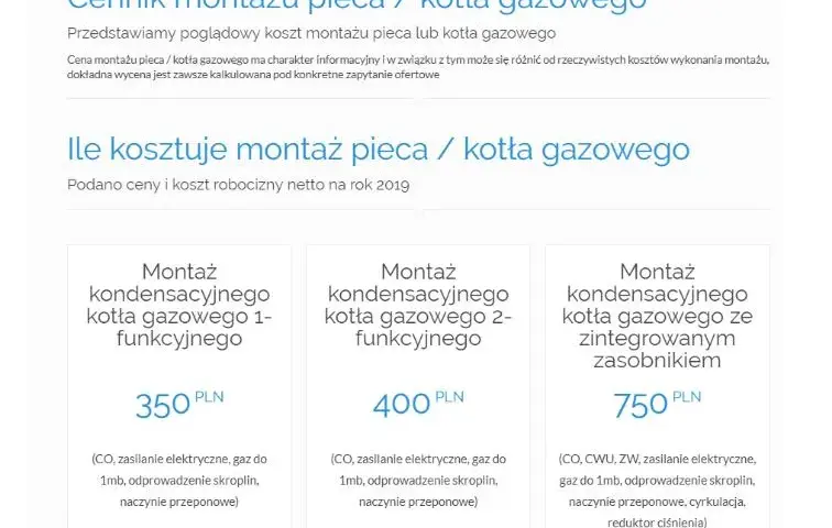 Montaż pieca gazowego - cena, koszt podłączenia i wymiana