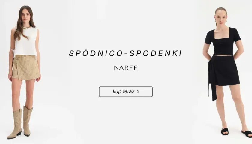 Spódnico spodnie stylizacje: modelka w beżowej spódnico-spodniach w paski i kowbojkach, druga w czarnej spódnico-spodniach i sandałach.