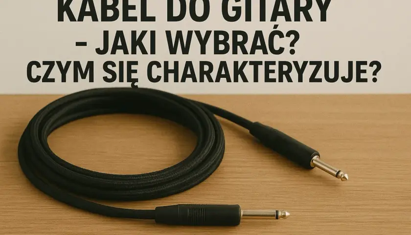 Czarny, zwinięty kabel do gitary elektrycznej z dwoma wtykami jack. Idealny do podłączenia instrumentu.