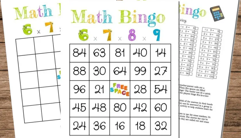 Bingo zasady gry dla dzieci: karty z mnożeniem i cyframi. Zabawna nauka matematyki!