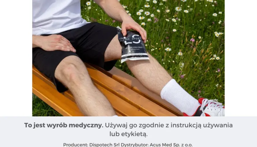 Chłodzący kompres na torbiel Bakera, stosowany po wysiłku. Pomaga złagodzić ból i obrzęk.