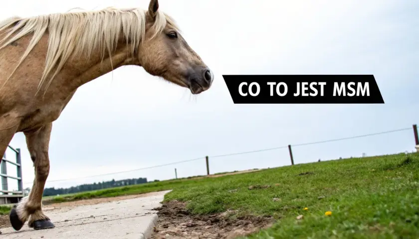Koń na pastwisku. Siarka organiczna na co? MSM to suplement diety dla koni, wspierający stawy i sierść.