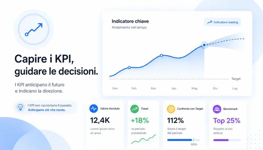 Grafico mostra un trend positivo con un **saldo finale** che supera il target. Dati chiave per guidare le decisioni.