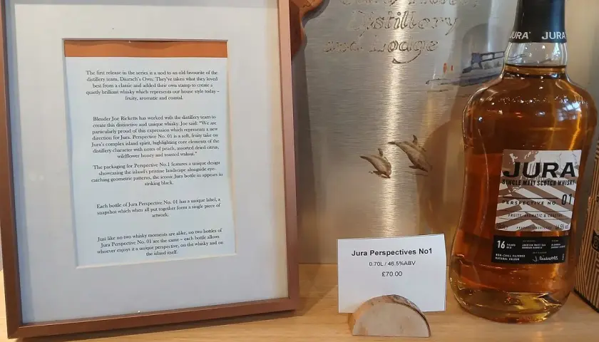 Bouteille de whisky Jura Perspective No1, avec description de son profil fruité, aromatique et côtier. Avis sur ce whisky Jura.