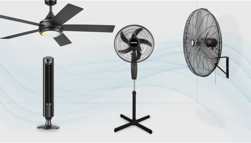 Ventilador de techo, de torre, de pedestal y de pared: diversos tipos de ventiladores industriales para cada necesidad.